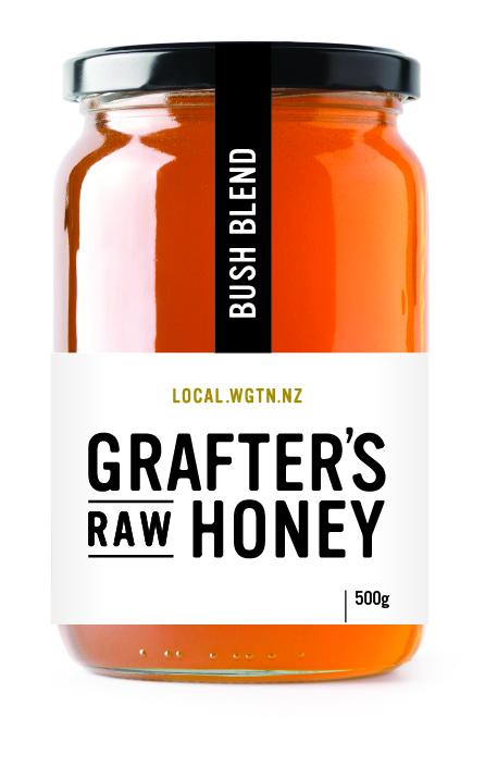 Local Wellington Honey Jar - Grafters Honey Bush blend Clear Cut